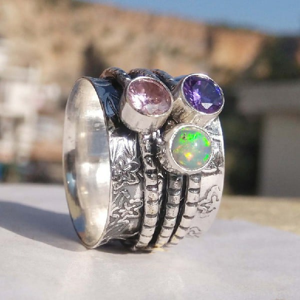 Last Day 49% OFFBohemian Gemstone Meditation Spinner Ring