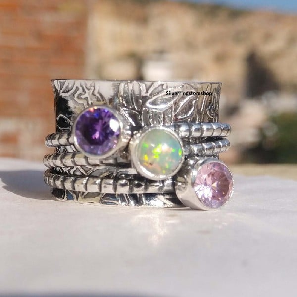 Last Day 49% OFFBohemian Gemstone Meditation Spinner Ring