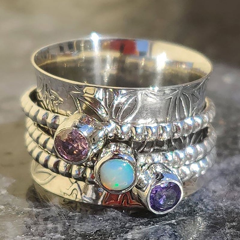 Last Day 49% OFFBohemian Gemstone Meditation Spinner Ring