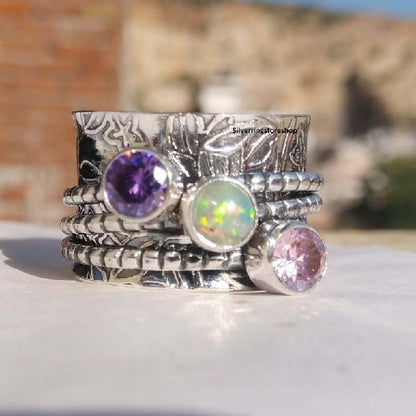Last Day 49% OFFBohemian Gemstone Meditation Spinner Ring
